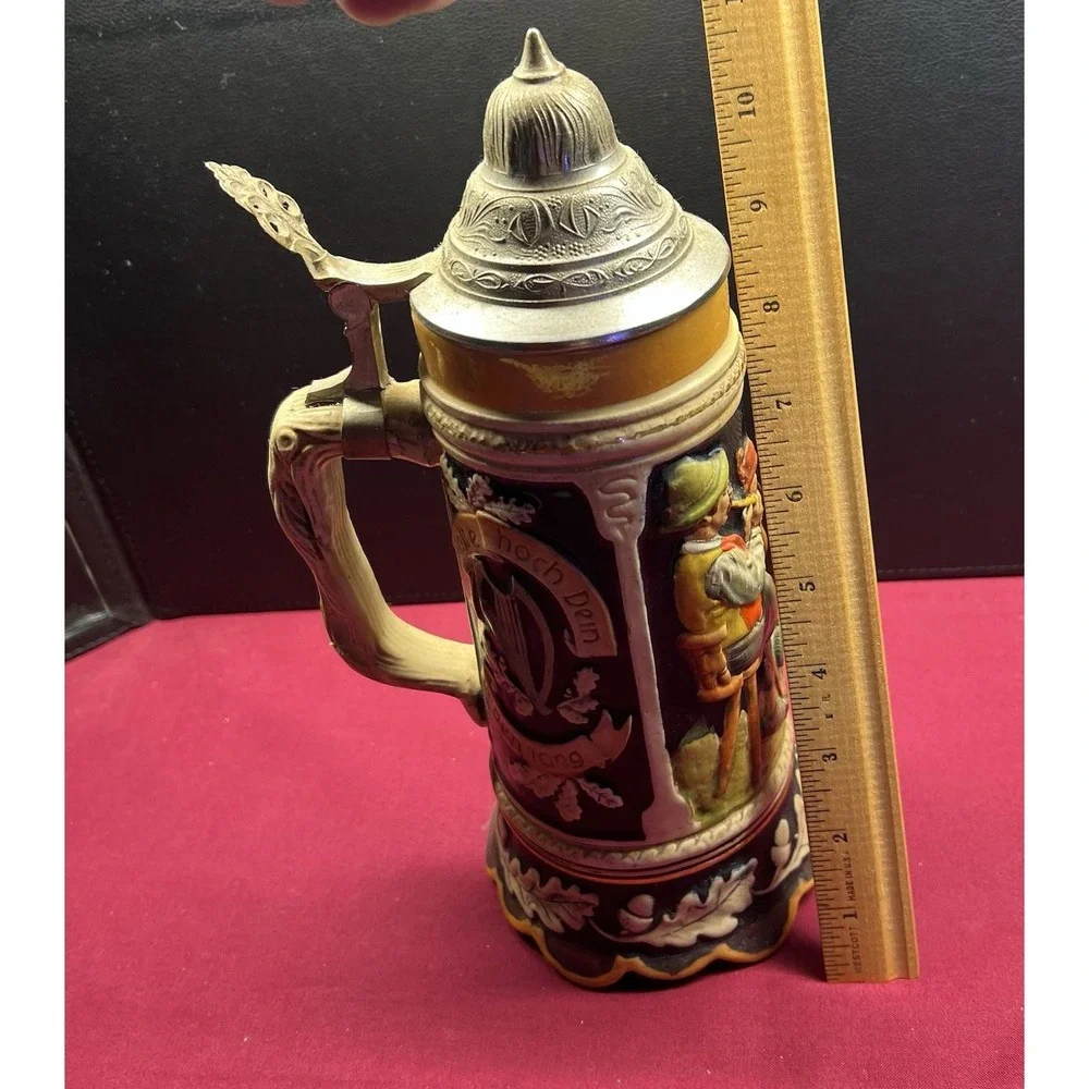 VINTAGE German Beer Stein Music Box with Pewter‎ Lid RARE - GERMANY
